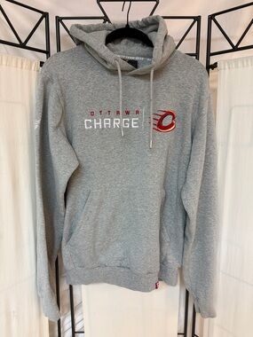 Royalty For Me Gray Hoodie with Red and White Ottawa Charge Logo